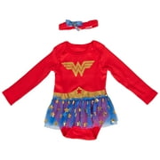 Marvel WONDER WOMAN Infant Girl's 3-6 M one piece à manches longues ANGE Ruffle